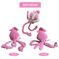 HKM-8894141 Squeaky Pink Squid Plush Dog Toy for Small to Medium Dogs - Durable Corduroy Chew & Fetch Toy
