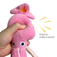 HKM-8894141 Squeaky Pink Squid Plush Dog Toy for Small to Medium Dogs - Durable Corduroy Chew & Fetch Toy