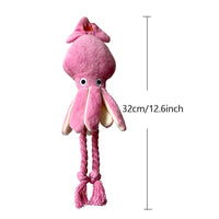 HKM-8894141 Squeaky Pink Squid Plush Dog Toy for Small to Medium Dogs - Durable Corduroy Chew & Fetch Toy