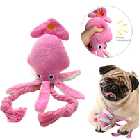 HKM-8894141 Squeaky Pink Squid Plush Dog Toy for Small to Medium Dogs - Durable Corduroy Chew & Fetch Toy