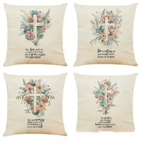 HKM-889427 Modern Cotton and Linen Church Cross Printed Cushion Cover - 45x45cm