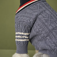 HKM-8894653 Trendy Wool Cardigan Sweater for Dogs - Autumn and Winter Fashion in Dark Gray and Apricot