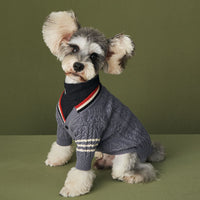 HKM-8894653 Trendy Wool Cardigan Sweater for Dogs - Autumn and Winter Fashion in Dark Gray and Apricot