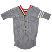 HKM-8894653 Trendy Wool Cardigan Sweater for Dogs - Autumn and Winter Fashion in Dark Gray and Apricot