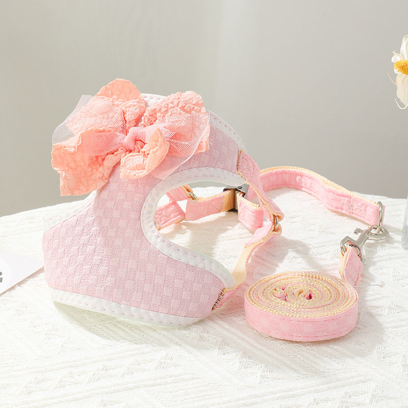 HKM-8895933 Soft Cloth Chest Strap for Small Puppies - Adjustable Hand-Holding Harness in Multiple Colors