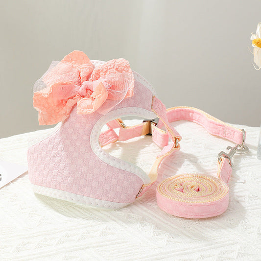 HKM-8895933 Soft Cloth Chest Strap for Small Puppies - Adjustable Hand-Holding Harness in Multiple Colors