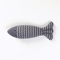 HKM-8896317 Funny Cat Linen Fish Pillow - Biting Toy for Cats, Navy Blue, Yellow, Purple, 21x9x5cm