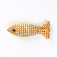HKM-8896317 Funny Cat Linen Fish Pillow - Biting Toy for Cats, Navy Blue, Yellow, Purple, 21x9x5cm