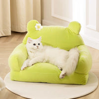 HKM-8896701 Large Cloth Cat Nest in Light Green and Light Purple - Cozy Pet Bed with Dimensions 54x36x45cm