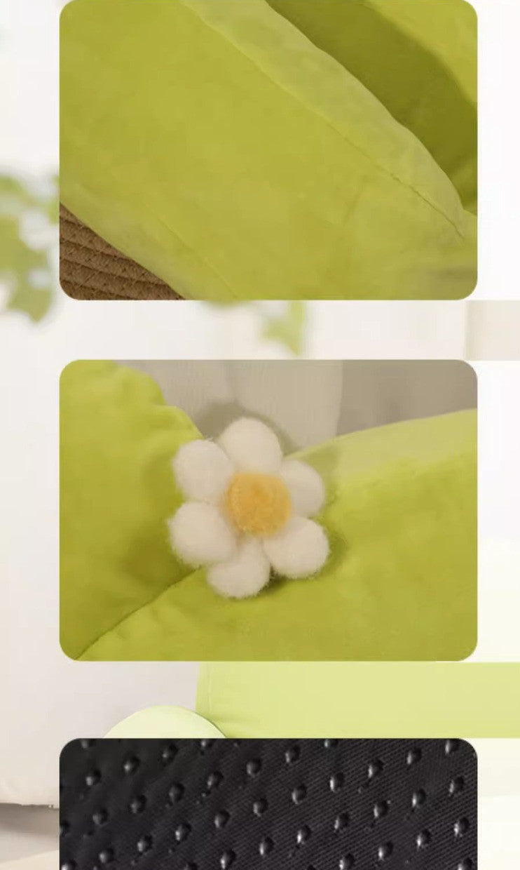 HKM-8896701 Large Cloth Cat Nest in Light Green and Light Purple - Cozy Pet Bed with Dimensions 54x36x45cm