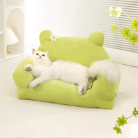HKM-8896701 Large Cloth Cat Nest in Light Green and Light Purple - Cozy Pet Bed with Dimensions 54x36x45cm