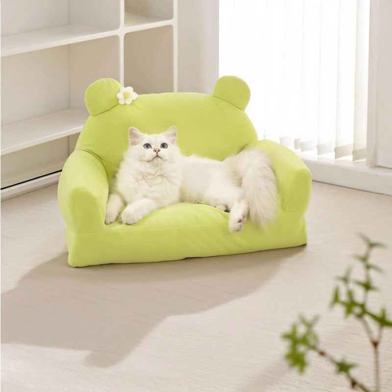 HKM-8896701 Large Cloth Cat Nest in Light Green and Light Purple - Cozy Pet Bed with Dimensions 54x36x45cm