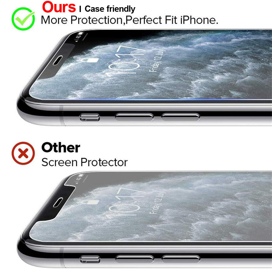 HKM-889683 Tempered Glass Screen Protector for Apple Phones - Anti-Reflective, Anti-Fingerprint, HD Clarity