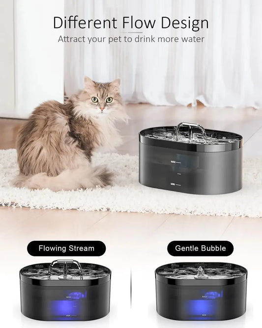 HKM-889747 Transparent 2L Automatic Pet Water Fountain for Cats and Small Dogs