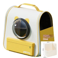 HKM-8898877 Large Capacity Portable Cat Backpack in Solid Colors - Yellow, Blue, Gray, Medium Hard Oxford Cloth, Up to 7.50kg