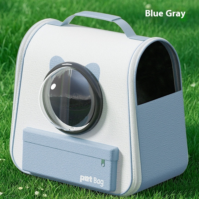 HKM-8898877 Large Capacity Portable Cat Backpack in Solid Colors - Yellow, Blue, Gray, Medium Hard Oxford Cloth, Up to 7.50kg