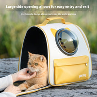HKM-8898877 Large Capacity Portable Cat Backpack in Solid Colors - Yellow, Blue, Gray, Medium Hard Oxford Cloth, Up to 7.50kg