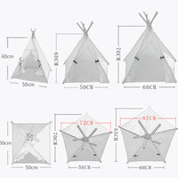 HKM-8899901 Portable Striped Pet Teepee Tent for Cats, Dogs, and Small Animals with Washable Cushion