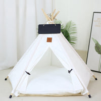 HKM-8899901 Portable Striped Pet Teepee Tent for Cats, Dogs, and Small Animals with Washable Cushion