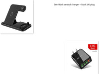 HKM-890003 4-in-1 Adjustable Wireless Charger with Fast Charging for Smartphones, Apple Watch, AirPods, and Apple Pencil