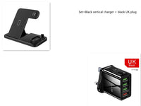 HKM-890003 4-in-1 Adjustable Wireless Charger with Fast Charging for Smartphones, Apple Watch, AirPods, and Apple Pencil