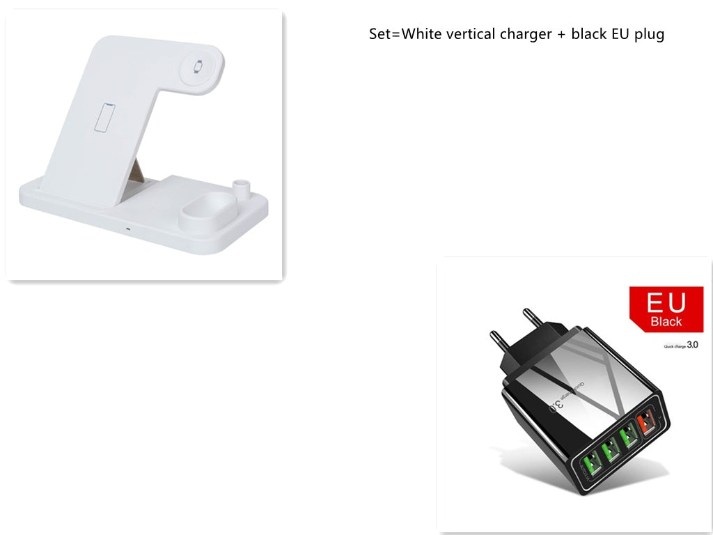 HKM-890003 4-in-1 Adjustable Wireless Charger with Fast Charging for Smartphones, Apple Watch, AirPods, and Apple Pencil