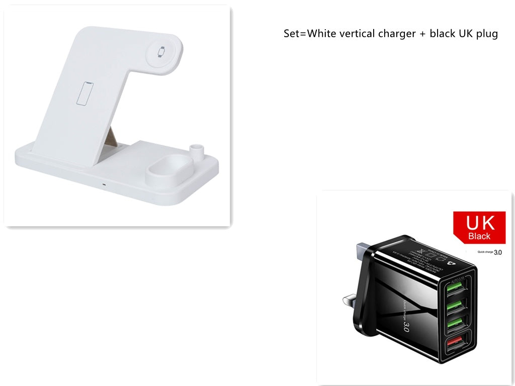 HKM-890003 4-in-1 Adjustable Wireless Charger with Fast Charging for Smartphones, Apple Watch, AirPods, and Apple Pencil