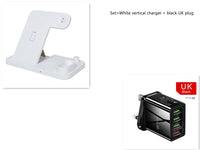 HKM-890003 4-in-1 Adjustable Wireless Charger with Fast Charging for Smartphones, Apple Watch, AirPods, and Apple Pencil
