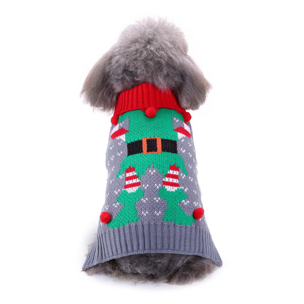 HKM-8900413 Pet Bone Stripe High Neck Casual Christmas Sweater in Multiple Colors and Sizes