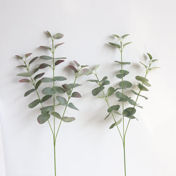 HKM-890067 Artificial Money Leaf Bouquet - Light Green and Red Fabric Floral Arrangement