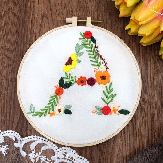 HKM-890131 3D Embroidery DIY Fabric Kit with Cotton Material and 20cm Bamboo Frame