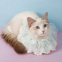 HKM-890131 Princess-Style Lace Cat Collar Scarf in Pink, Light Blue, and Beige