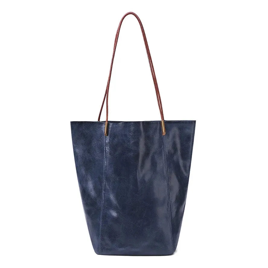 HKM-890195 Large Capacity Shoulder Bag for Women in Vegetable Tanned Leather - Versatile Tote in Multiple Colours