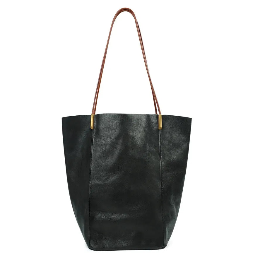 HKM-890195 Large Capacity Shoulder Bag for Women in Vegetable Tanned Leather - Versatile Tote in Multiple Colours
