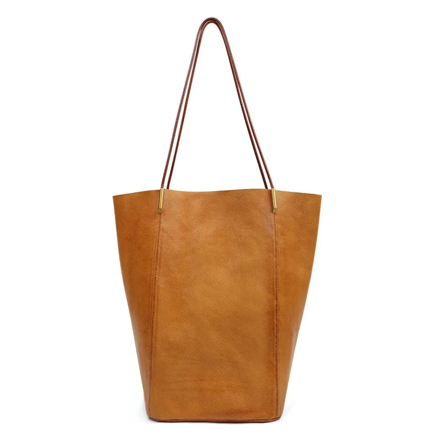 HKM-890195 Large Capacity Shoulder Bag for Women in Vegetable Tanned Leather - Versatile Tote in Multiple Colours