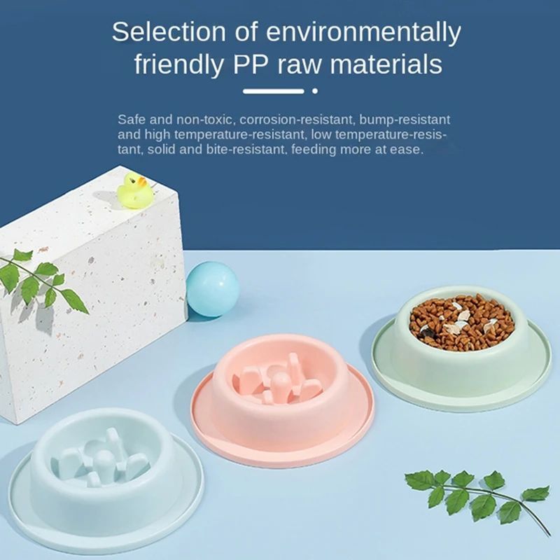 HKM-8902589 Slow Feed Dog Bowl for Cats and Dogs - Anti-Choking Interactive Feeding Dish in Macaroon Colors