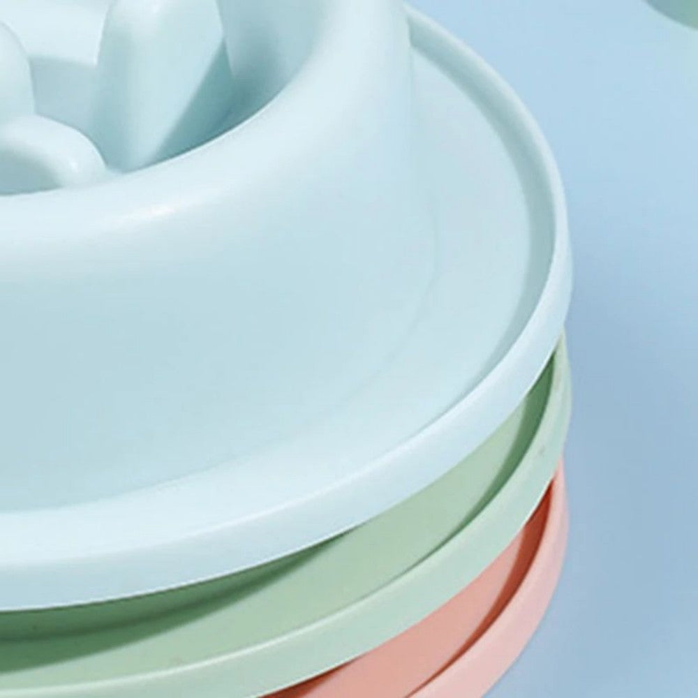 HKM-8902589 Slow Feed Dog Bowl for Cats and Dogs - Anti-Choking Interactive Feeding Dish in Macaroon Colors