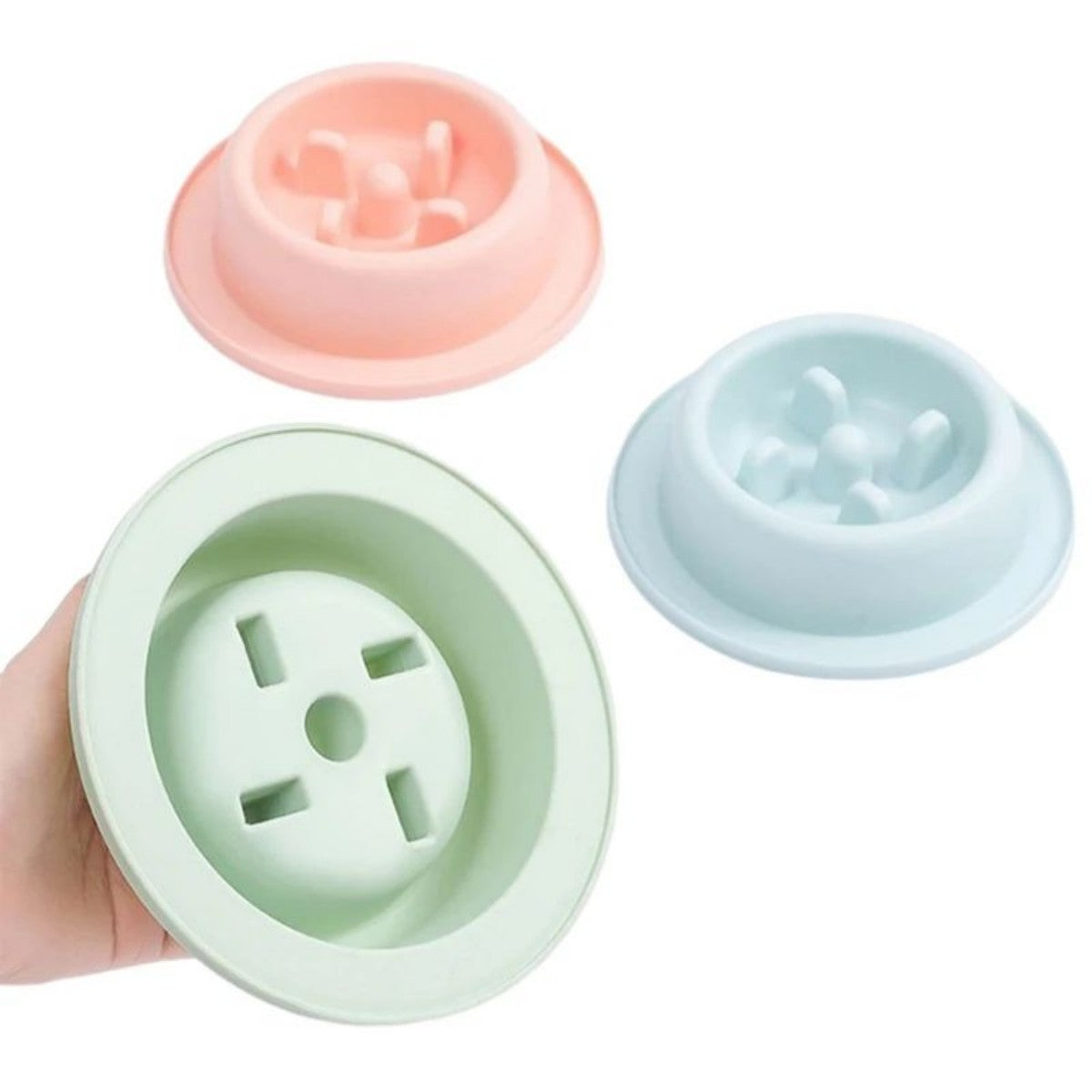 HKM-8902589 Slow Feed Dog Bowl for Cats and Dogs - Anti-Choking Interactive Feeding Dish in Macaroon Colors