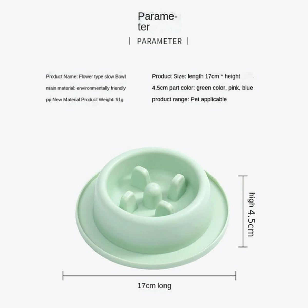 HKM-8902589 Slow Feed Dog Bowl for Cats and Dogs - Anti-Choking Interactive Feeding Dish in Macaroon Colors