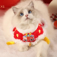 HKM-8902973 Festive New Year Pet Cat Scarf Collar - Embroidered Design in Winter Style