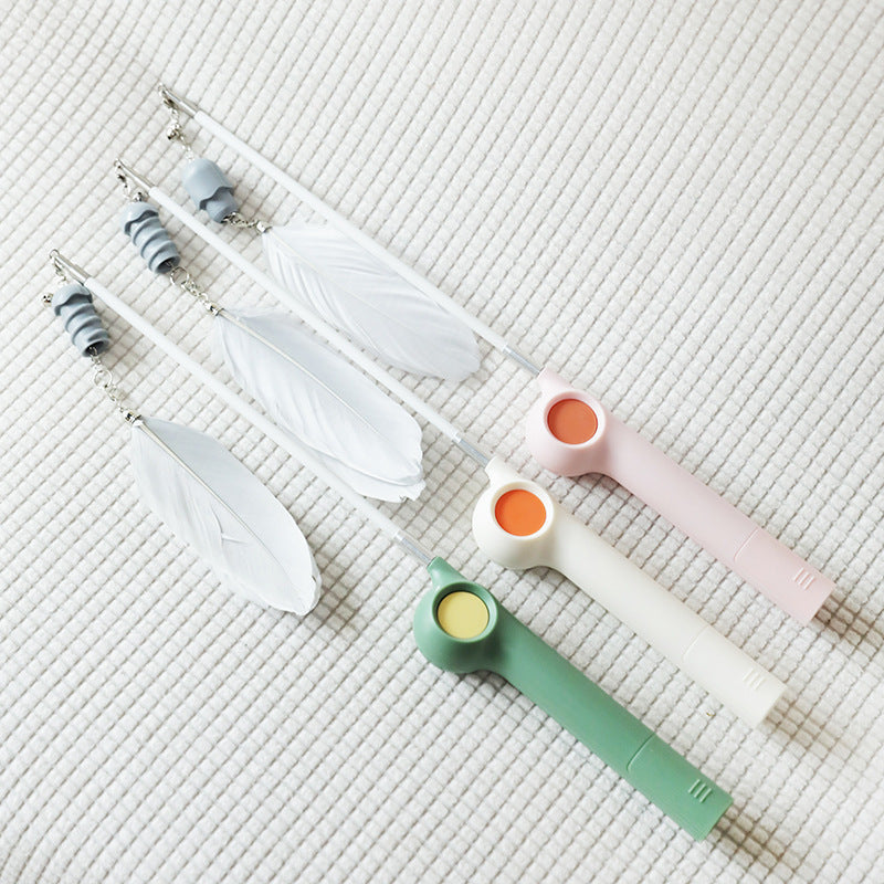 HKM-8903229 Interactive Feather Cat Toy with Infrared Light and Fun Rod - Assorted Colors