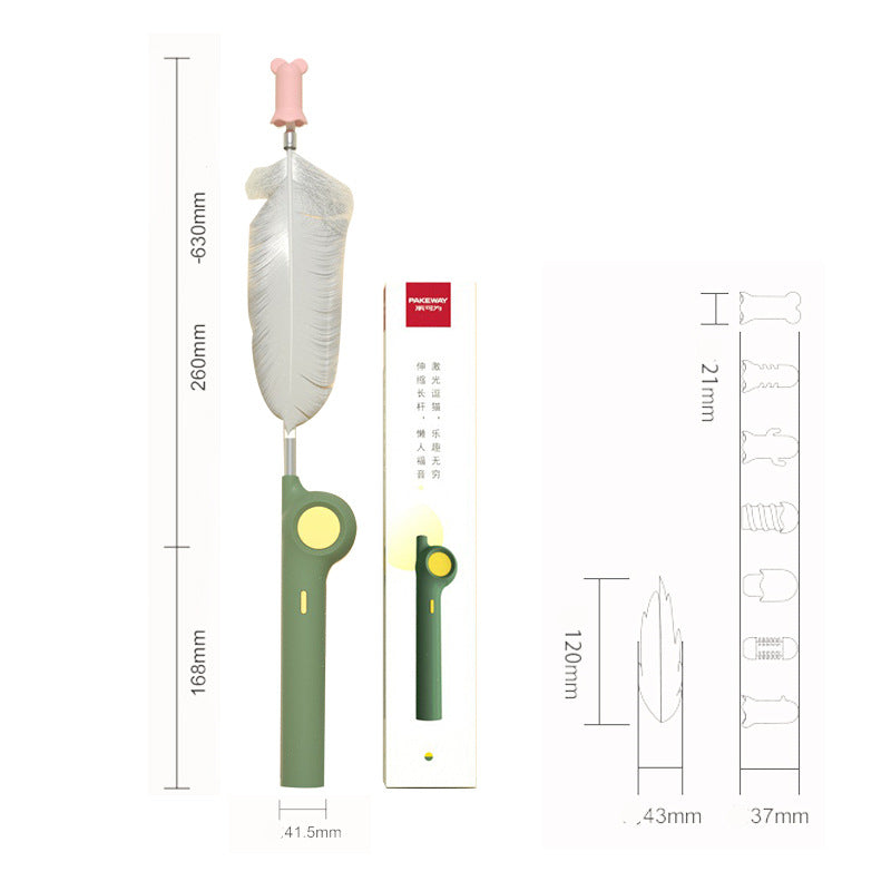 HKM-8903229 Interactive Feather Cat Toy with Infrared Light and Fun Rod - Assorted Colors