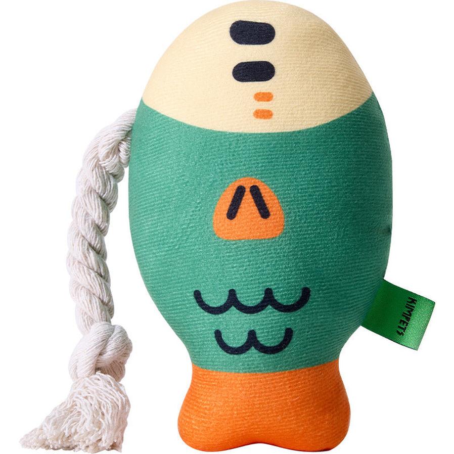 HKM-890323 Interactive Plush Chew Toy for Dogs - Squeaky Wear-Resistant Puffhead Fish Teeth Cleaning Toy