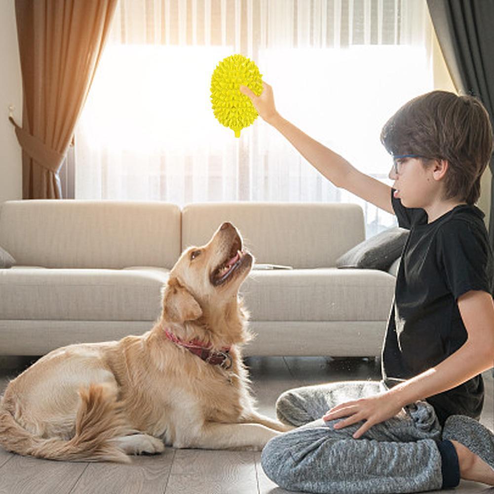 HKM-8903869 Durian Shape Durable Chew Toy for Dogs - Bite-Resistant Tooth Cleaning Ball