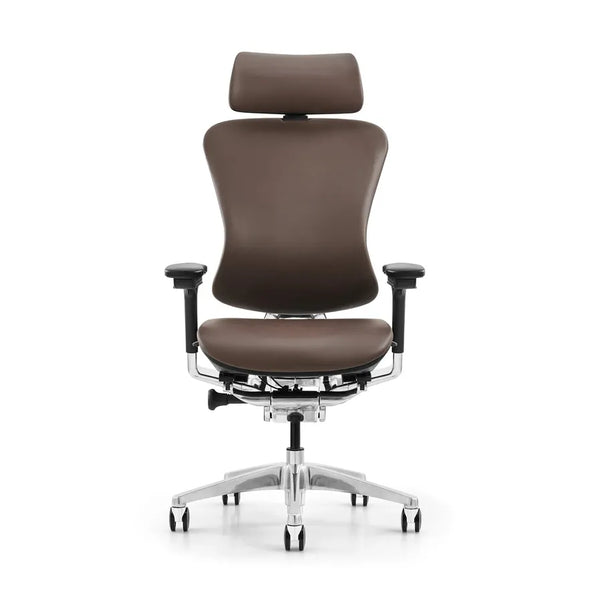 HKM-890387 Ergonomic Adjustable Office Chair with Black Leather and Mesh Seating