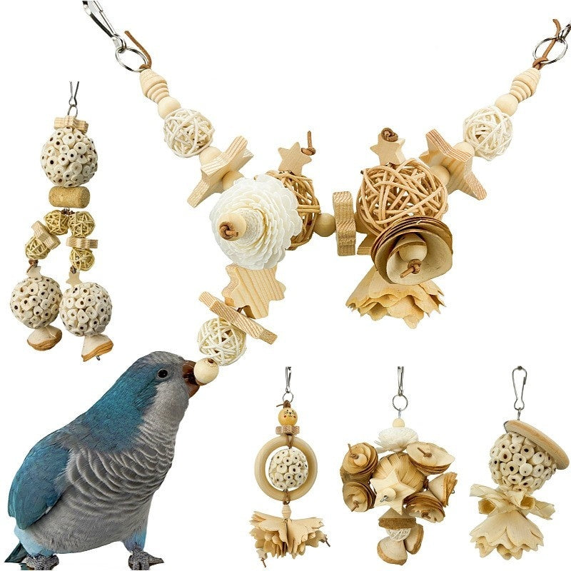 HKM-890387 Natural Grass Ball Chewing Toy for Parrots - Ideal for Molar Grinding and Stress Relief