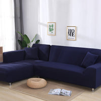 HKM-890515 L-Shaped Sofa Cover in Solid Color with High Elasticity - All-Inclusive Protection