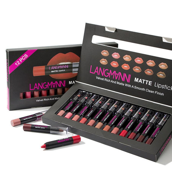 HKM-890515 Matte Velvet Non-Stick Lipstick and Gloss Set for Long-Lasting Hydration and Color