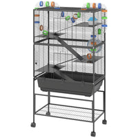 HKM-8906045 5-Tier Hamster Cage with Rolling Wheels, Deep Tray, Exercise Wheel, Hut, and Tube System