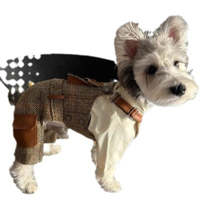 HKM-8906941 Cozy Autumn and Winter Suspender Overalls for Cats and Dogs - Unisex Polyester Design